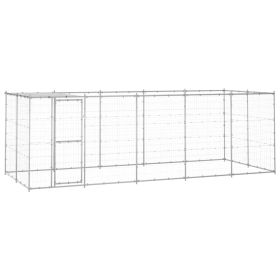 Outdoor Dog Kennel Galvanized Steel with Roof 130.2 ft¬≤