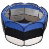 Foldable Dog Playpen with Carrying Bag Blue 57.1"x57.1"x24"