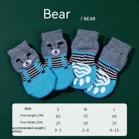 High Quality Non-slip Sole Socks Teddy Corgi Cat Supplies 4 Pack (Option: Bear-S)