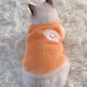 Vest Fluffy Jacket Pet Dog Clothes (Option: Orange-XS)