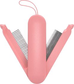 Pet Life 'JOYNE' Multi-Functional 2-in-1 Swivel Travel Grooming Comb and Deshedder (Color: pink)