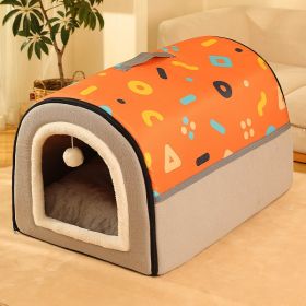 Warm Enclosed Removable And Washable Corgi And Shiba Inu House (Option: Orange-S)