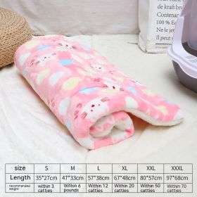 Winter Pet Mat Cat Nest Flannel Kennel Blanket Cat Pad Pet Bed (Option: Love Pink Cat-M)