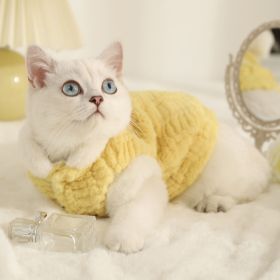 Pet Cat Clothes Fleece-lined Warm Anti-lint (Option: Yellow With Fleece Lining-XL)