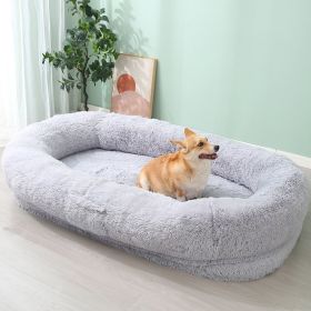 Pet Pad Plush Winter Warm Large Pet Bed Removable And Washable (Option: Light Gray-190X115X35CM)