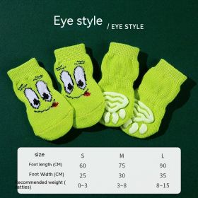 High Quality Non-slip Sole Socks Teddy Corgi Cat Supplies 4 Pack (Option: Green Eyes-L)